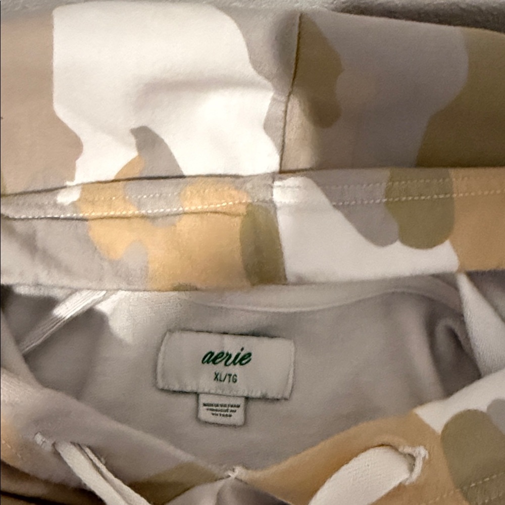 aerie Camouflage Hoodie in Tan, Olive & Cream